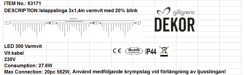 Istappslinga 3 x 1,4 m varmvit, 20% blink - Image 2