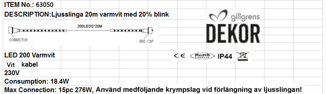 Ljusslinga 20m, varmvit +blink vit sladd - Image 2