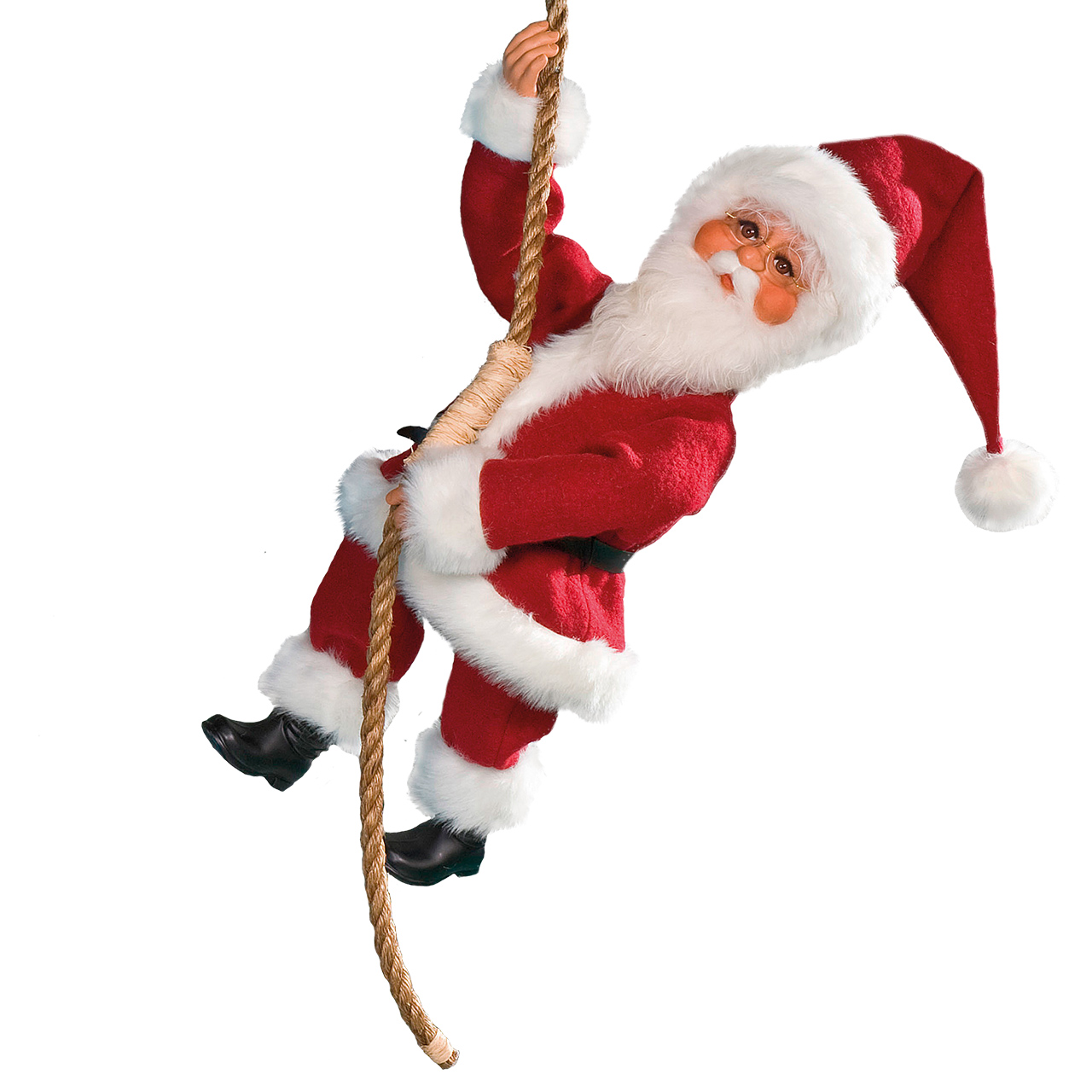 Tomte hängandes i rep