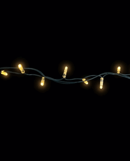 200 LED ljusslinga varmvit med grön kabel för julgran, inom- och utomhusbruk.